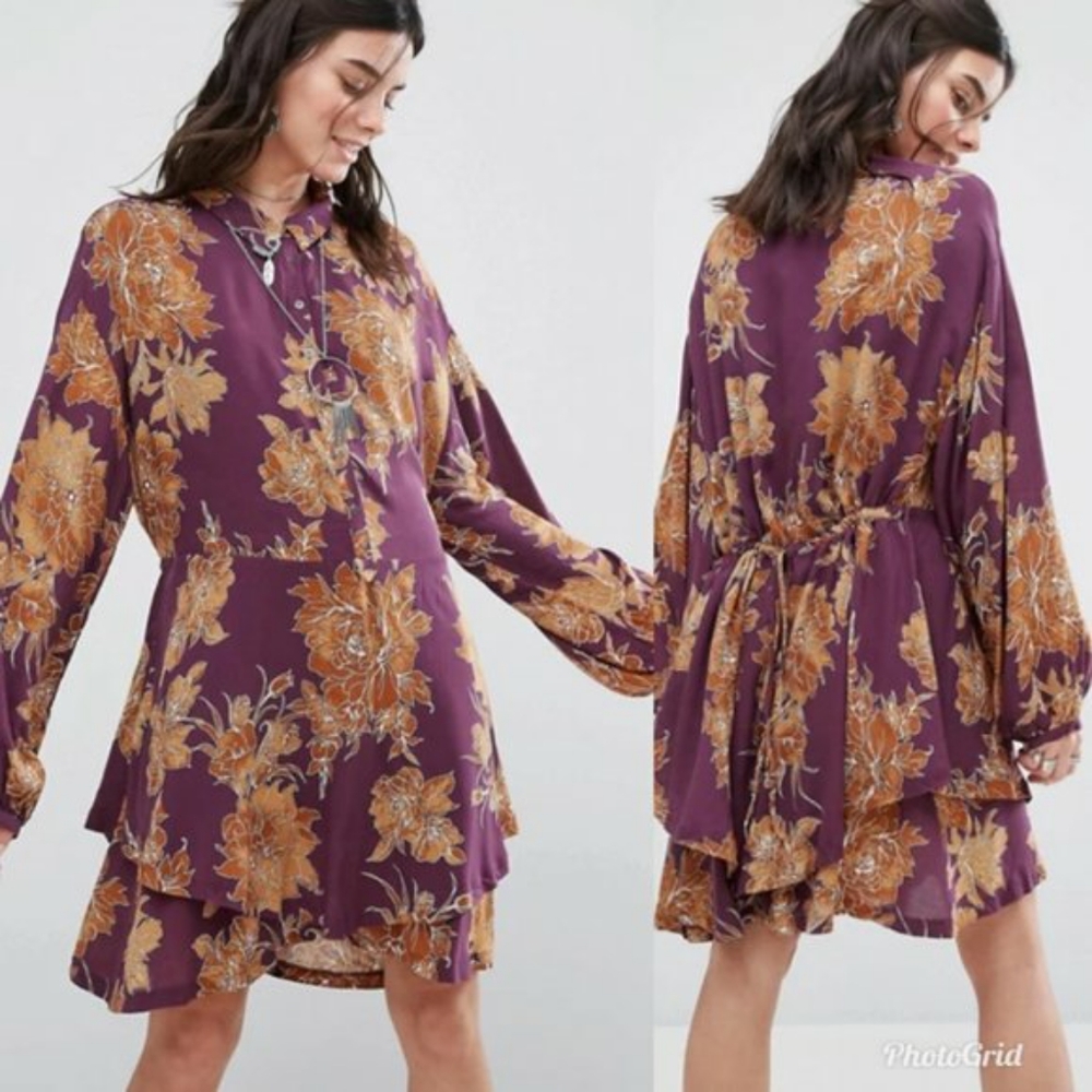 Free People Boho Berry Shake It Tunic Floral Dress